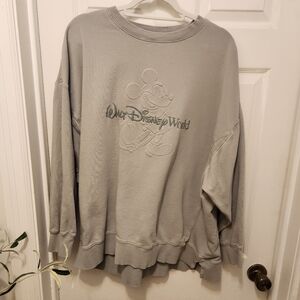 Disney Women's Light Gray Mickey Crewneck Sweatshirt 1X
